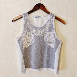 Zara Gray Lace Tank Top